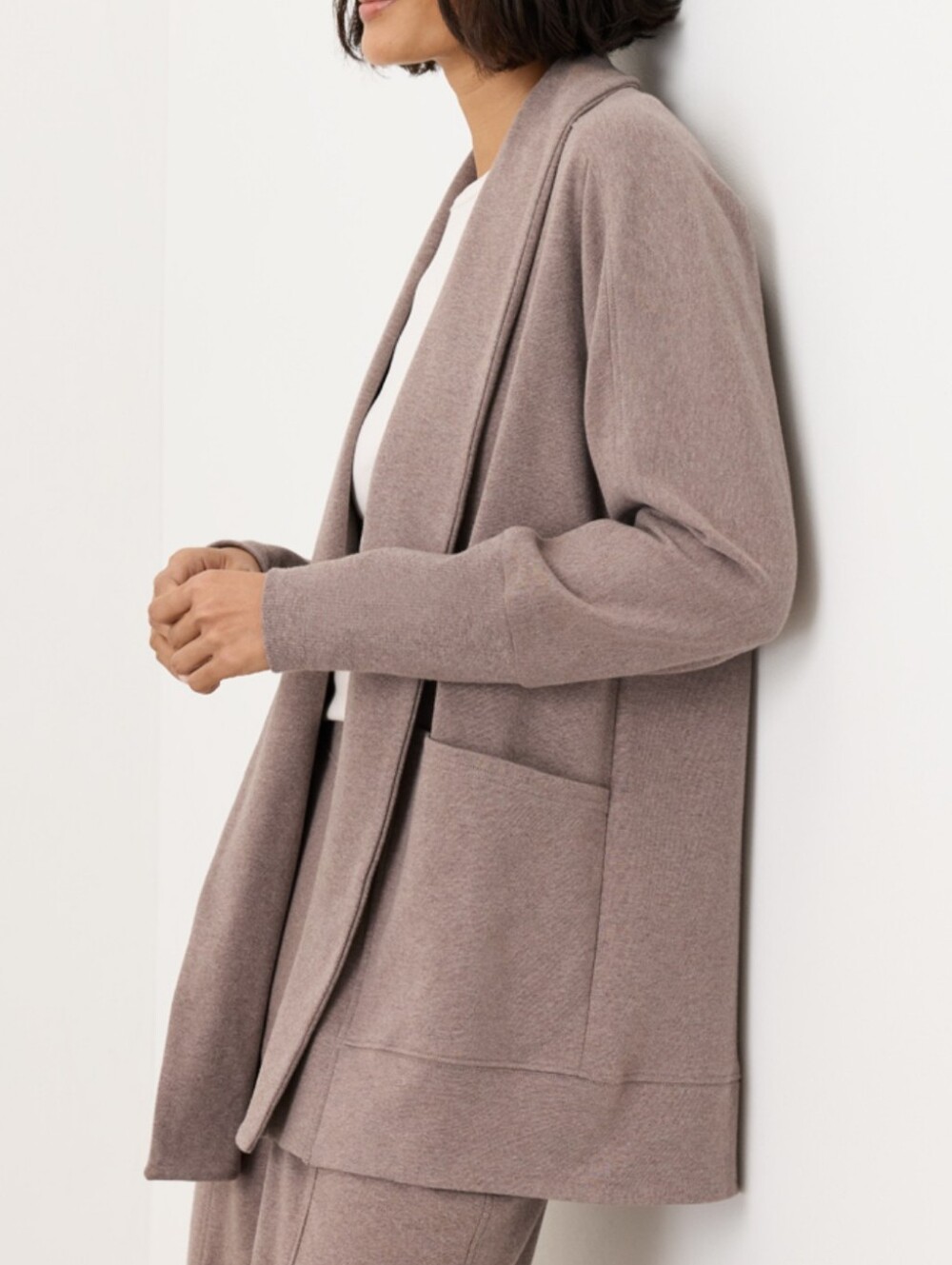 Pact Organic Cotton Airplane Travel Cardigan Wrap Sweater Tan Oatmeal Size M/L